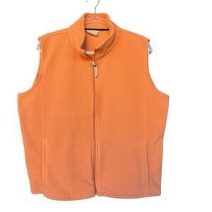 Woolrich Womens Fleece Vest Extra Large XL Full Zip Orange Outdoor Layering